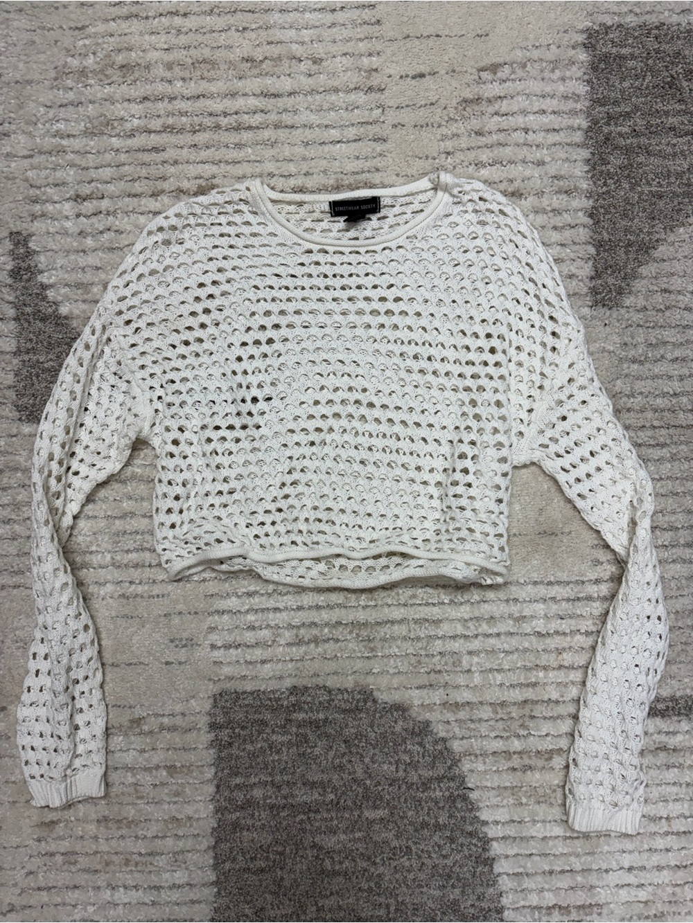 Streetwear Society White Crochet Crop Sweater